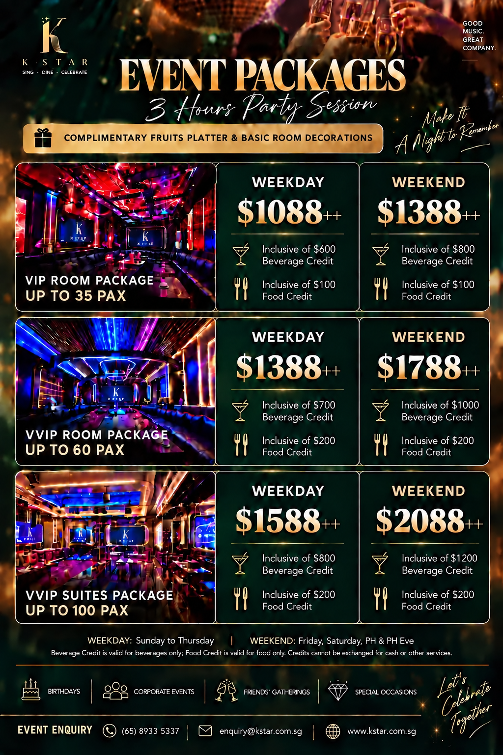 Corporate/Private Events - 3 hour